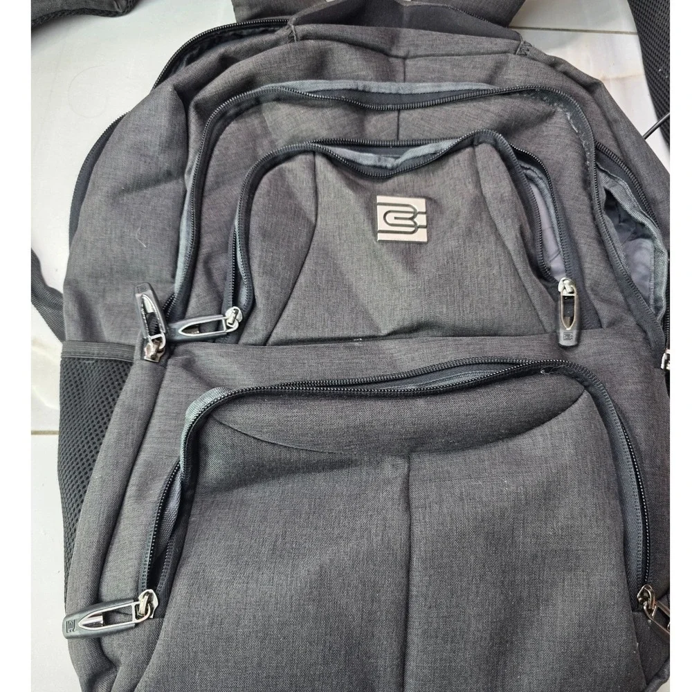 Bruno Cavalli Laptop Backpack‎ Gray Heather USB Charging Port Travel Work Bag P4